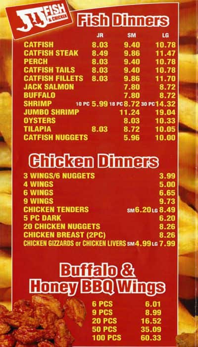 J & J Fish & Chicken Menu, Menu for J & J Fish & Chicken, Calumet Park, Chicago - Urbanspoon/Zomato