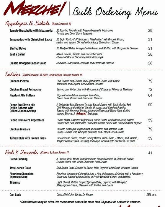 Merche Restaurant меню