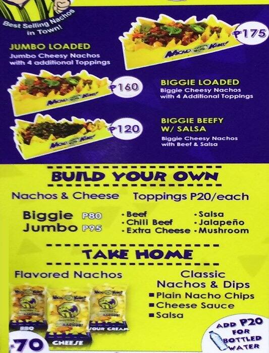 Nacho King Menu, Menu for Nacho King, Greenhills, San Juan City