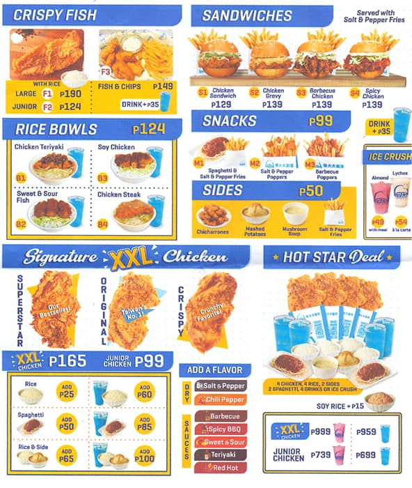 Hot Star Large Fried Chicken Menu