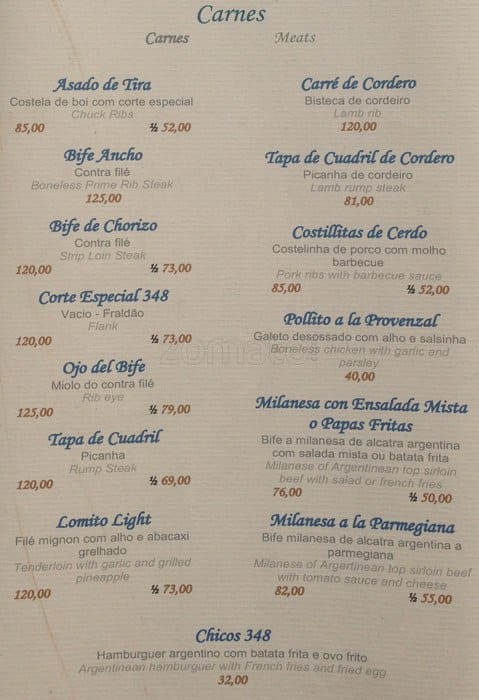 Corrientes 348 cardápio