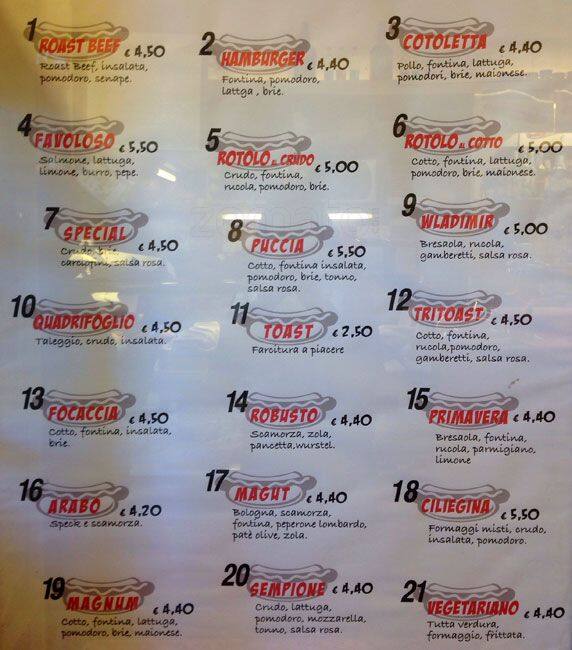 Menu di Bar Sempione 49 
