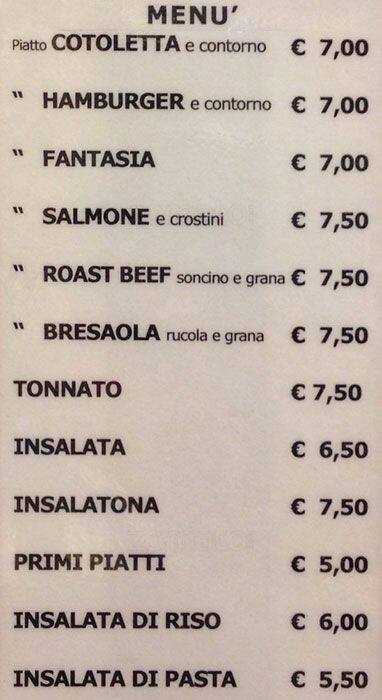 Menu di Bar Sempione 49 