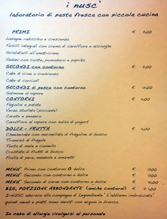 Menu di Ristorante Bistrot Milano - Latteria Isola Vini e Cucina 