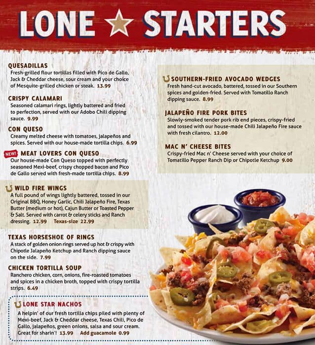 Take Out: Lone Star Take Out Menu