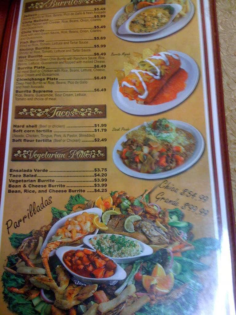 Menu at Jalisco's Mexican Restaurant (Lo Mejor De Jalisco), Port Hueneme