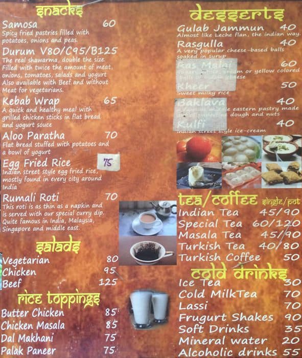 Menu at Firozian Indian Tea House restaurant, Cebu City, G/F Skyrise1