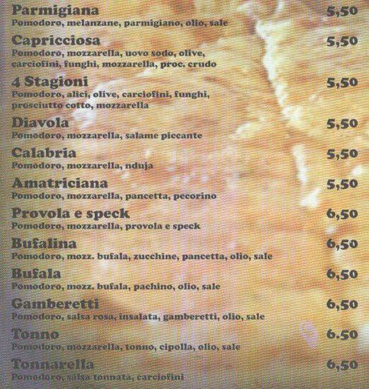 Menu di Pizzeria La Rosa dei Venti - Talenti Montesacro 