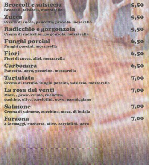 Menu di Pizzeria La Rosa dei Venti - Talenti Montesacro 