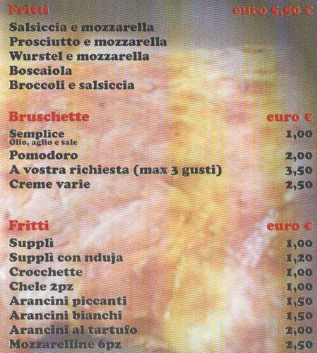 Menu di Pizzeria La Rosa dei Venti - Talenti Montesacro 