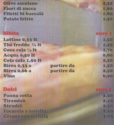 Menu di Pizzeria La Rosa dei Venti - Talenti Montesacro 