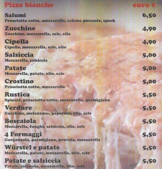 Menu di Pizzeria La Rosa dei Venti - Talenti Montesacro 