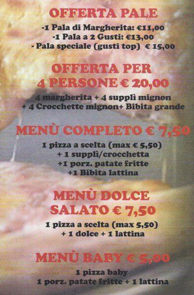 Menu di Pizzeria La Rosa dei Venti - Talenti Montesacro 