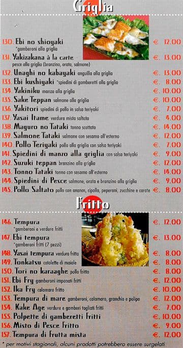 Menu di Asahi 