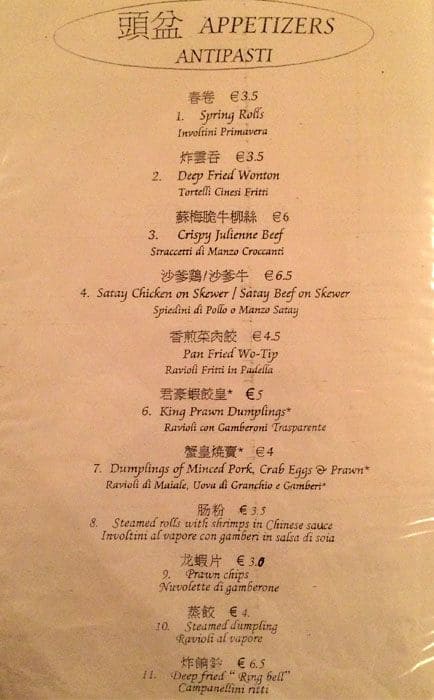 Menu di Food&Beverage Hong Kong 