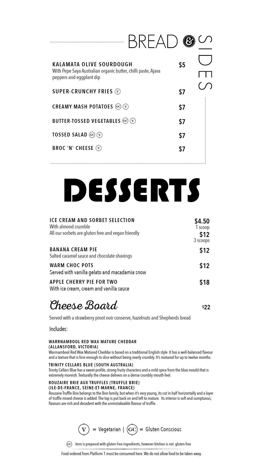 Platform One menu