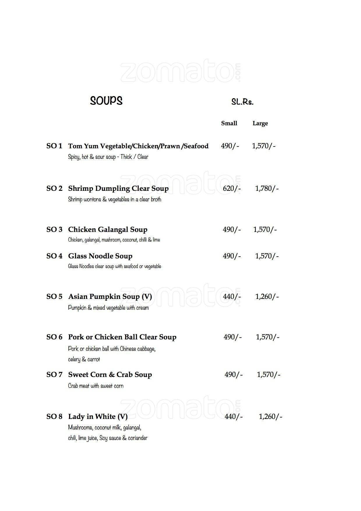 Kinnaree menu