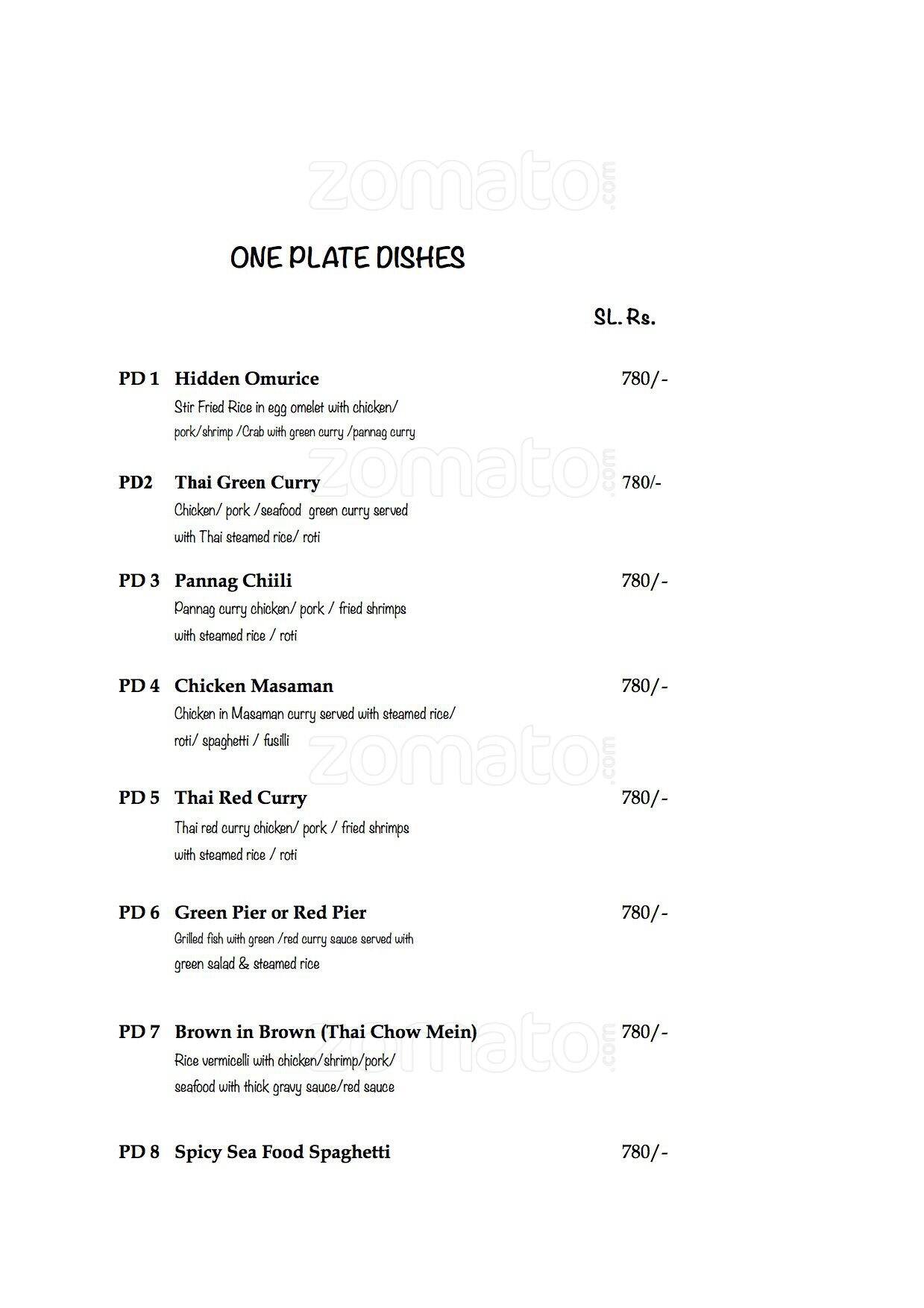 Kinnaree menu