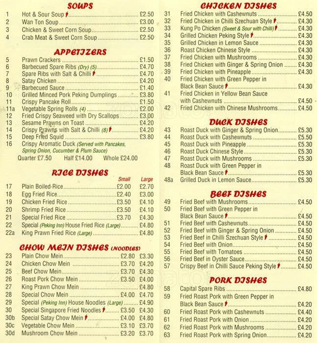 Peking Inn Menu Menu For Peking Inn Croydon London Zomato Uk 3844