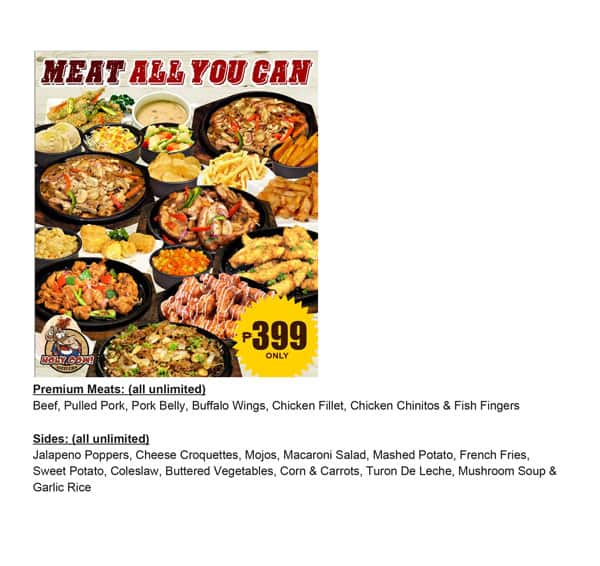 Menu at Holy Cow restaurant, Pasay, Sm Mall Of Asia Complex