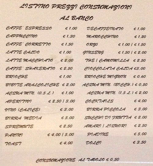 Menu di Pasta Della Francesca 