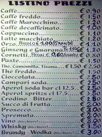 Menu di Profumo di Caffè 