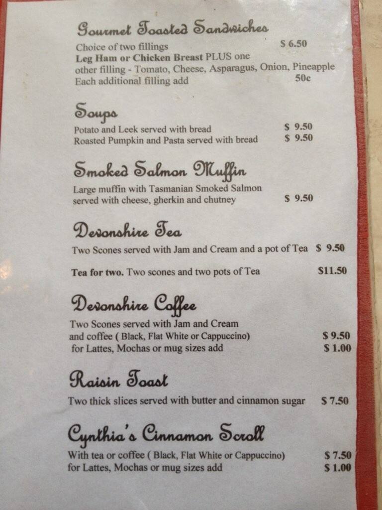 Menu at The Pancake and Crepe Shop restaurant, Oatlands