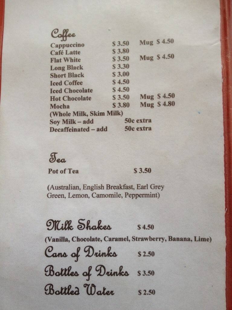 Menu at The Pancake and Crepe Shop restaurant, Oatlands