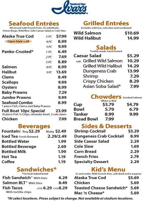 Ivar's Acres of Clams Menu, Menu for Ivar's Acres of Clams, Downtown