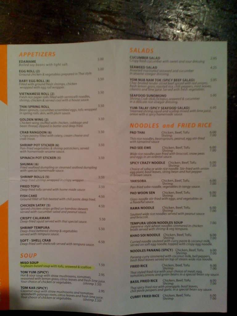 Butterfly Sushi Bar & Thai Cuisine Menu Urbanspoon/Zomato