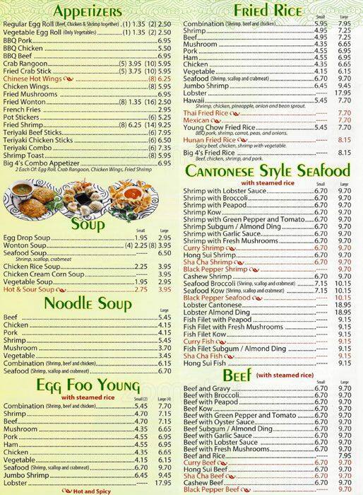 The Original Big 4's Chop Suey Menu Urbanspoon/Zomato