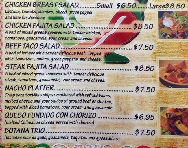 Menu at Tacos El Norte restaurant, Palatine, N Rand Rd