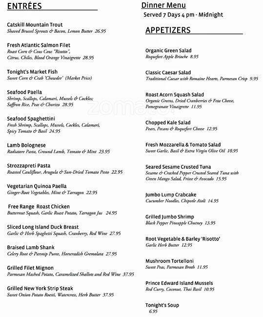 Menu at Glass House Tavern restaurant, New York City, 252 W 47th St