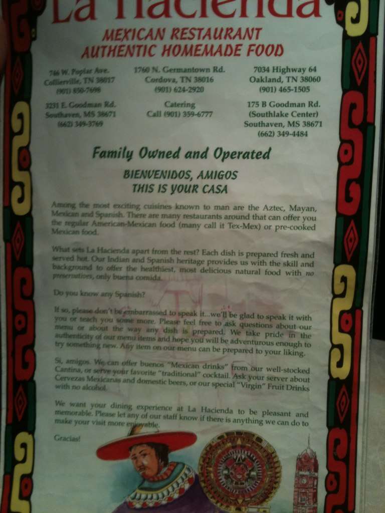 La Hacienda Mexican Menu, Menu for La Hacienda Mexican, Southaven, Memphis Urbanspoon/Zomato