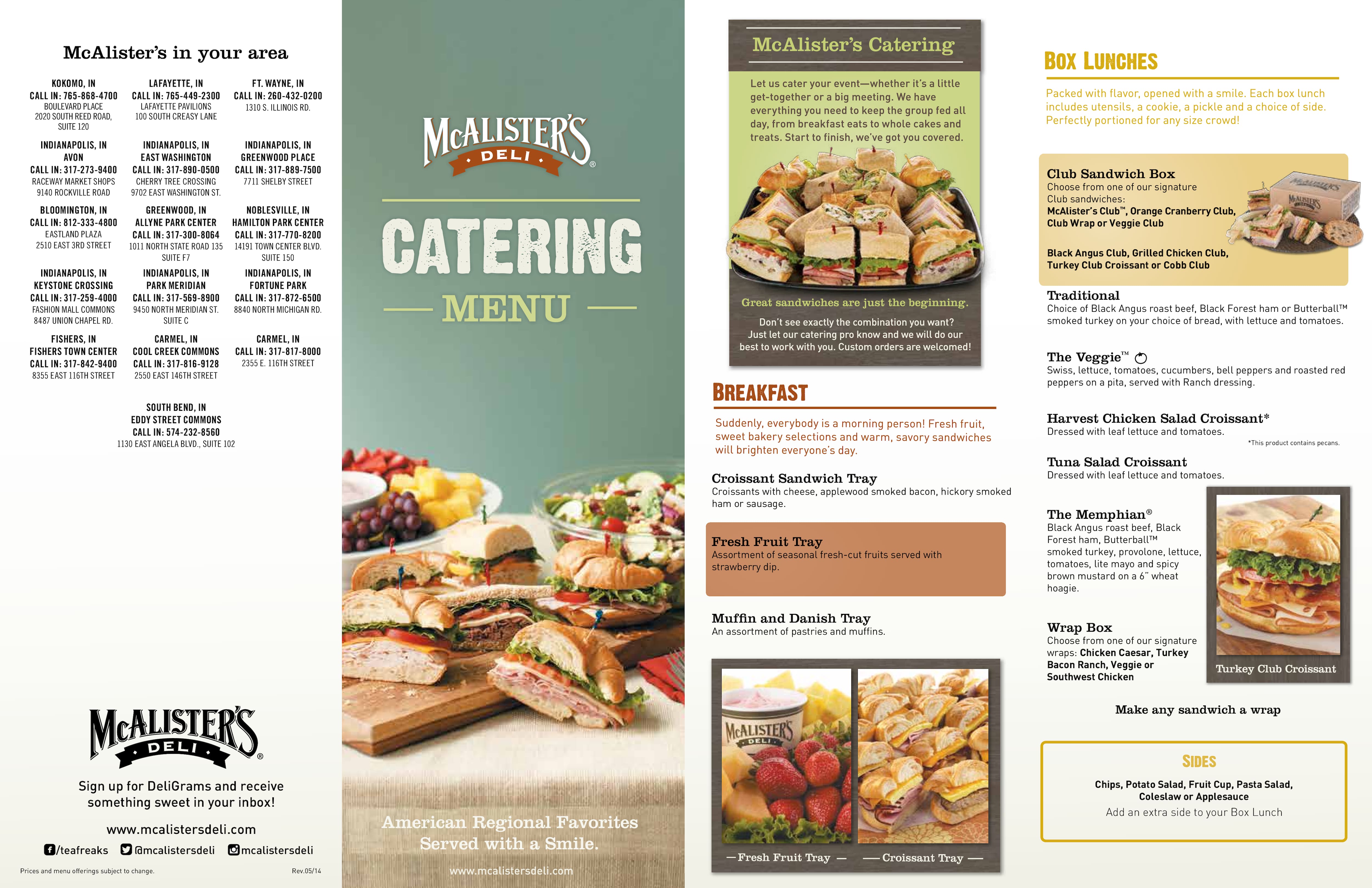 Mcalisters Deli Catering Menu Prices