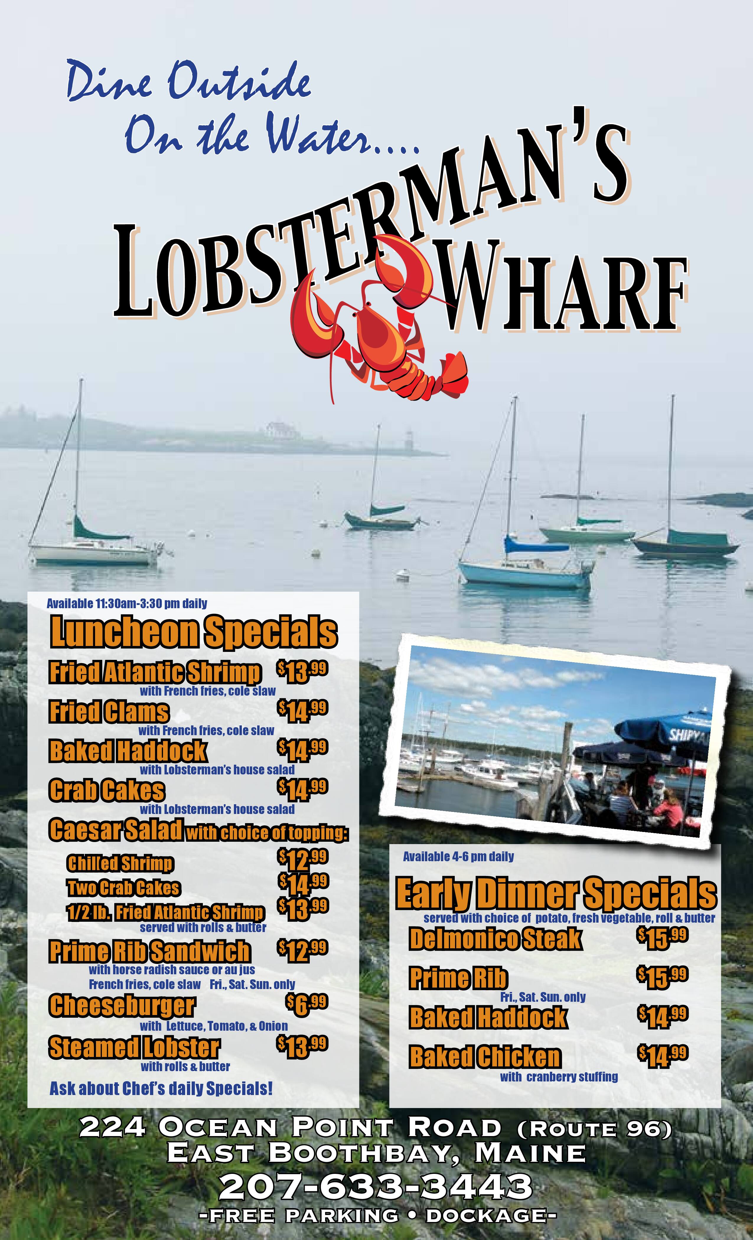 Lobsterman's Wharf Menu, Menu for Lobsterman's Wharf, East Boothbay, East Boothbay Urbanspoon