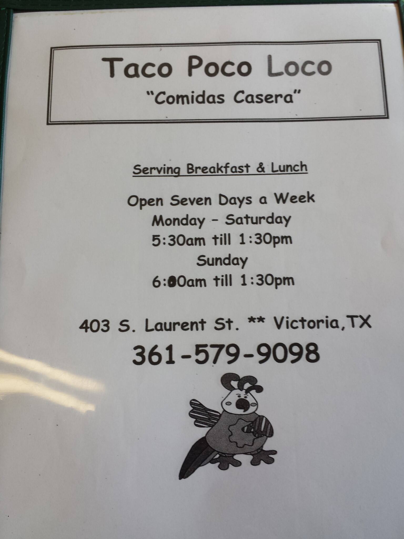 Taco Poco Loco Menu, Menu for Taco Poco Loco, Victoria, Victoria