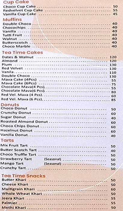 Jeden The Cake Expert menu