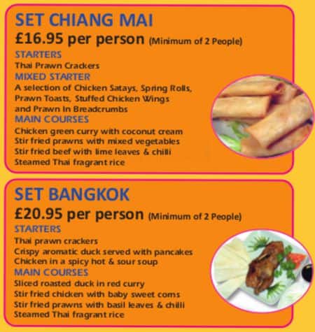 Patcharee Thai Restaurant menu