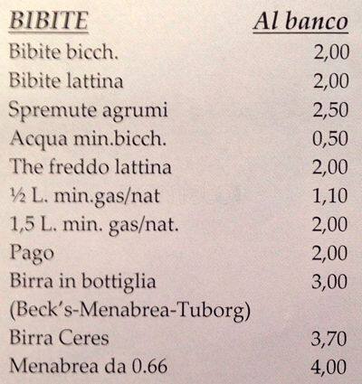Menu di Cafè Quieto 