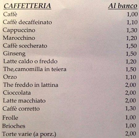 Menu di Cafè Quieto 