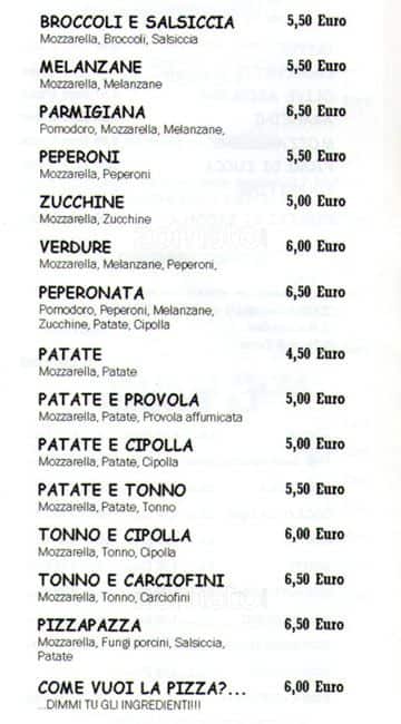 Menu di Il Pizzaiolo 