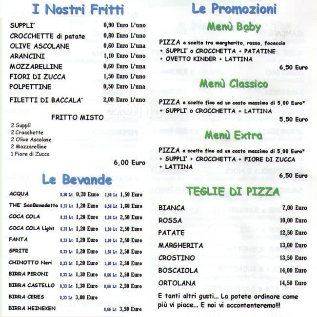 Menu di Il Pizzaiolo 