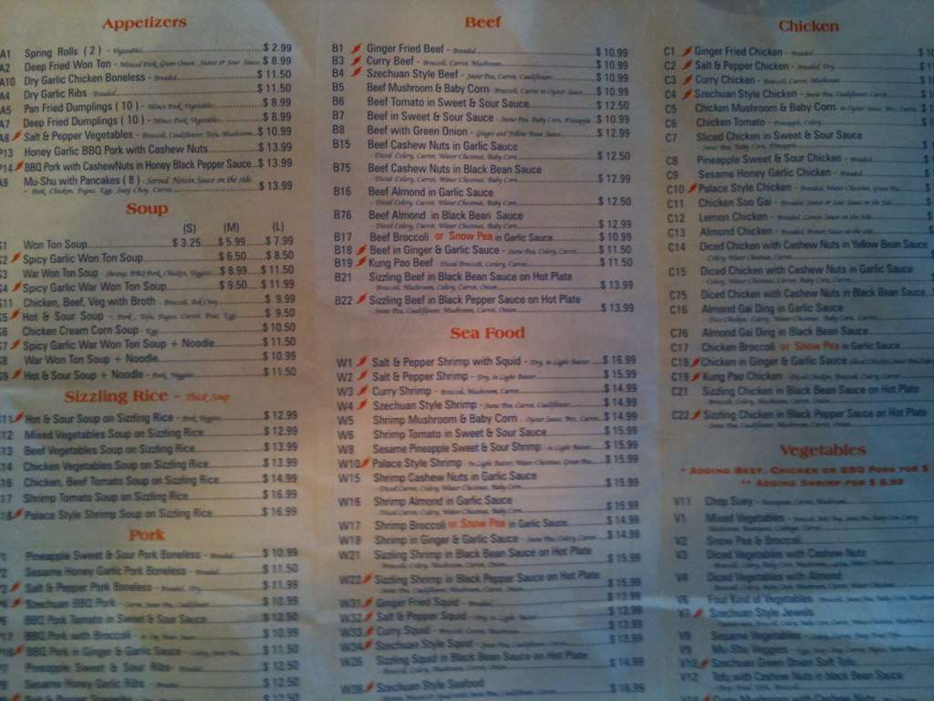 Jade China Inn menu