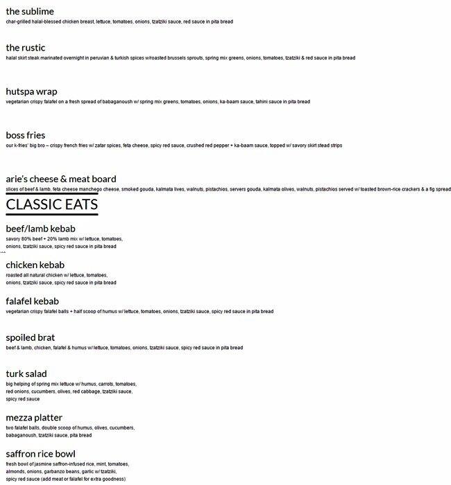 Carta de Kebabalicious