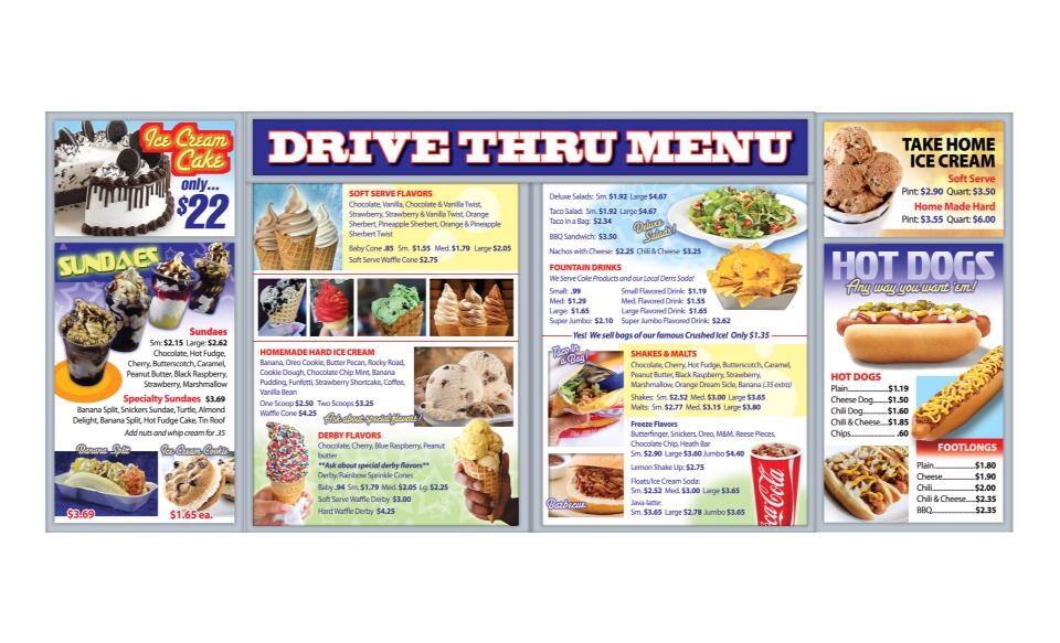 Menu at Tf Ice Cream restaurant, Boonville