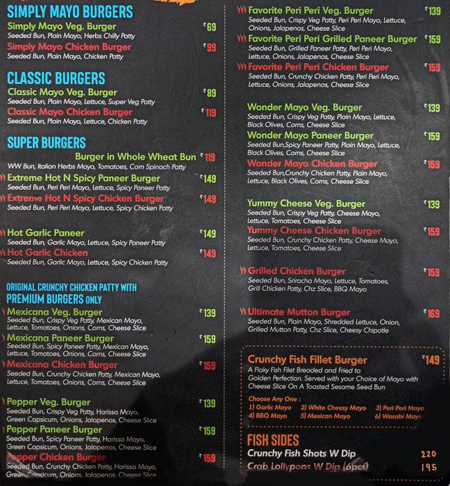 Menu at Crunch, Surat, G7