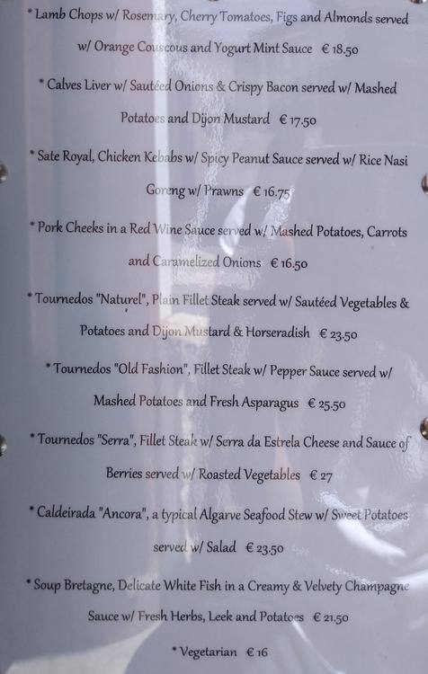 Ancora menu