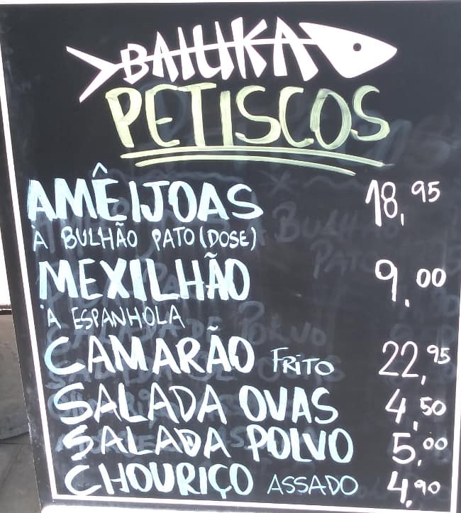 Menu at Baiuka Grill restaurant, Estoril