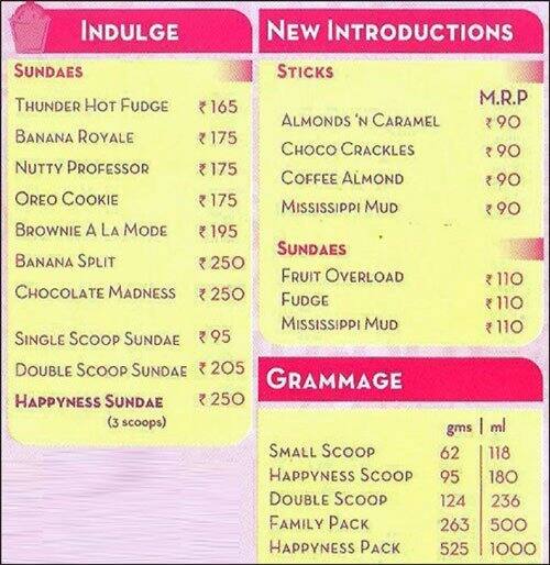 Menu at Baskin Robbins, Pune, 323